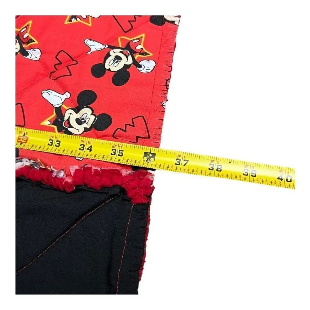 Micky Mouse Blanket Quilt Red Black Patchwork Disney Crib Blanket Boy Girl Gift